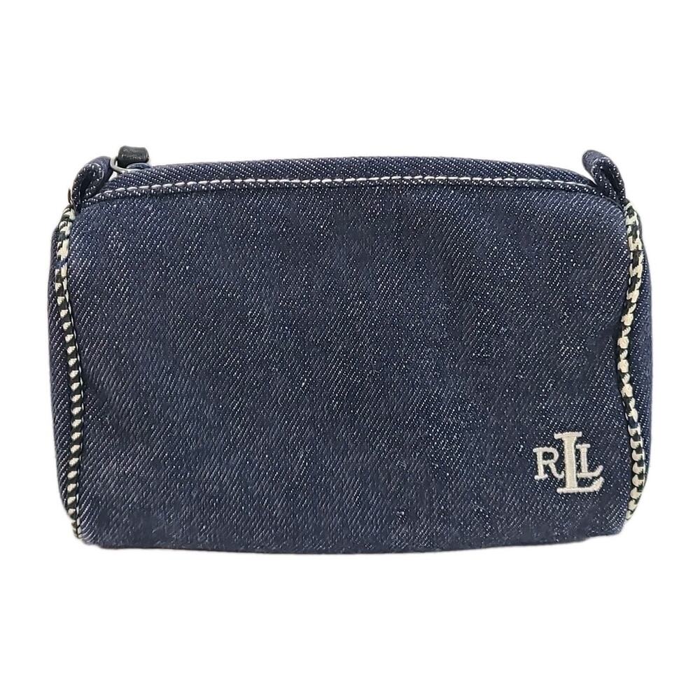 Vintage Lauren Ralph Lauren Denim Clutch Small Bag Purse Cosmetics 7x5x2.5"